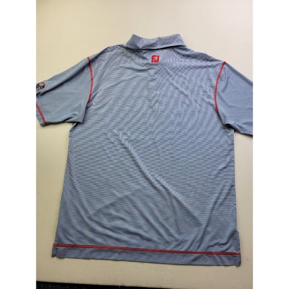 FootJoy FJ Men XL Blue White Stripe Red Polo Shirt Credit Valley Golf Club - Picture 8 of 12